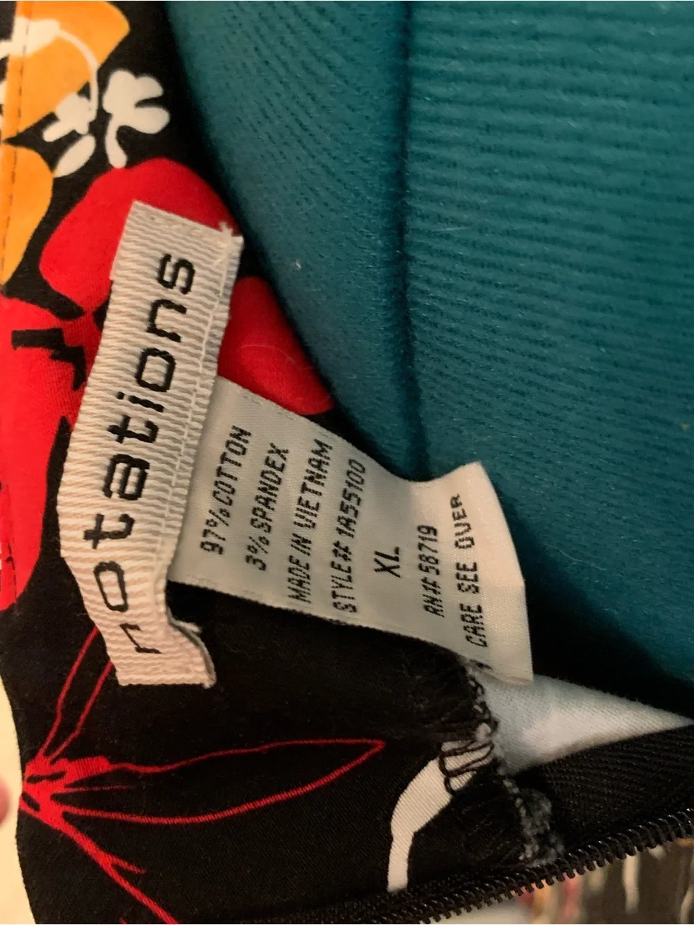 Vintage Notations Black Midi Skirt with Red & Orange Floral Print, Never Worn